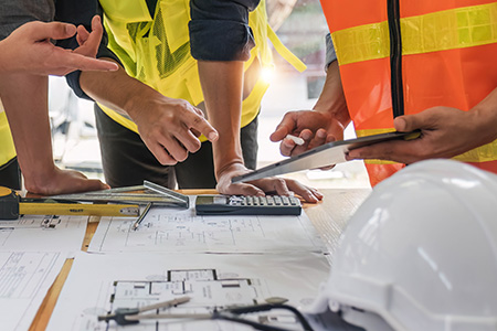 Student learning about building plans